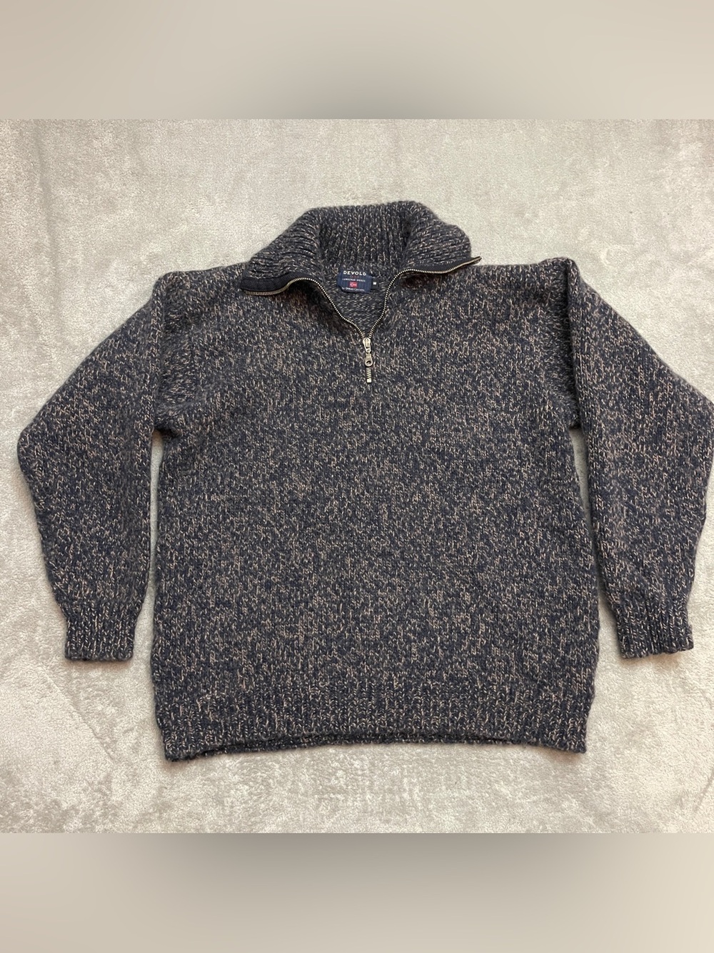 Devold Sweater Men's Medium Pure New Wool, Quarter-zip collar